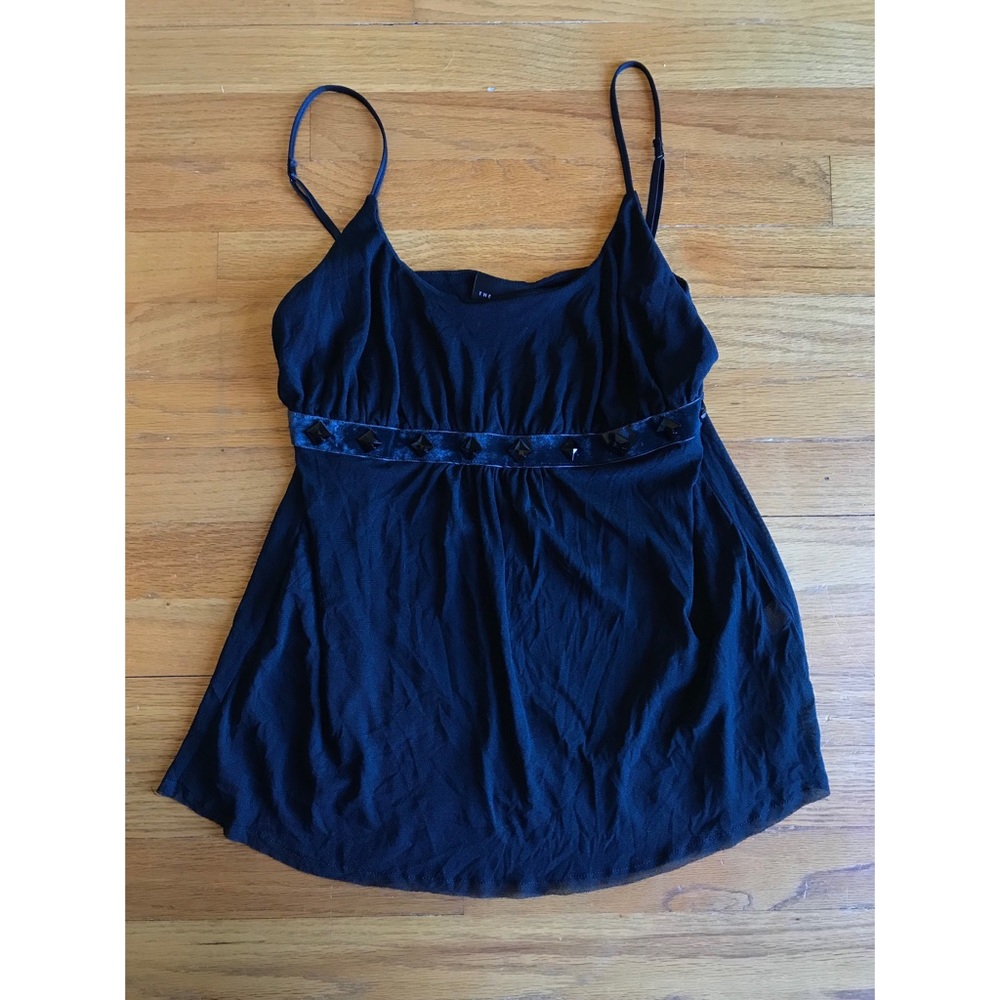 The Limited Black Beaded Spaghetti Strap Tank Top